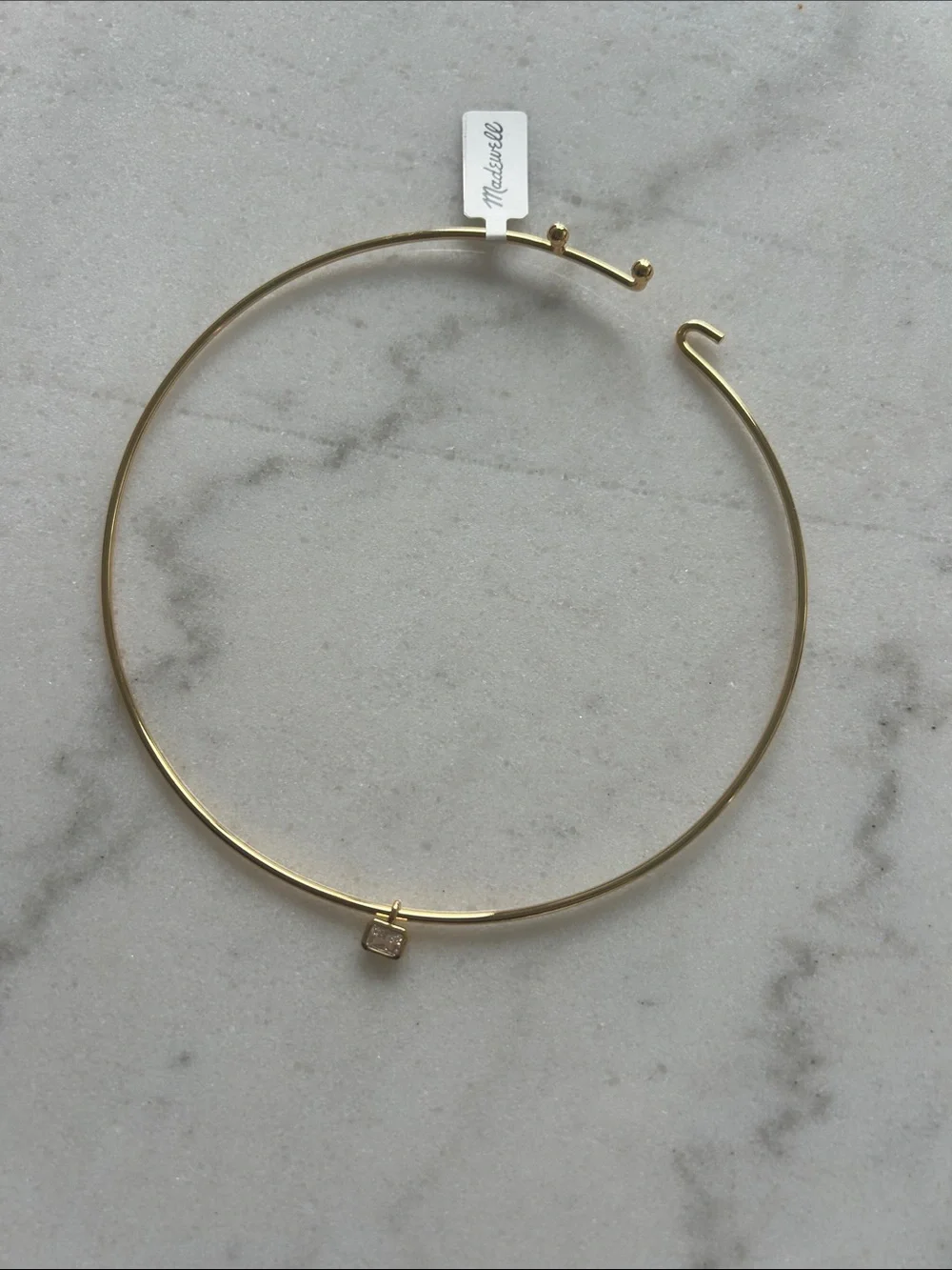 NWT Madewell Emerald-Cut Crystal Wire Choker Necklace - Picture 2 of 6